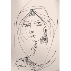 Hajra Mansoor, 14 x 21 inch, Marker on paper, Figurative Painting, AC-HM-059
